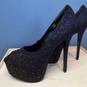 Beautiful blue rhinestone heels